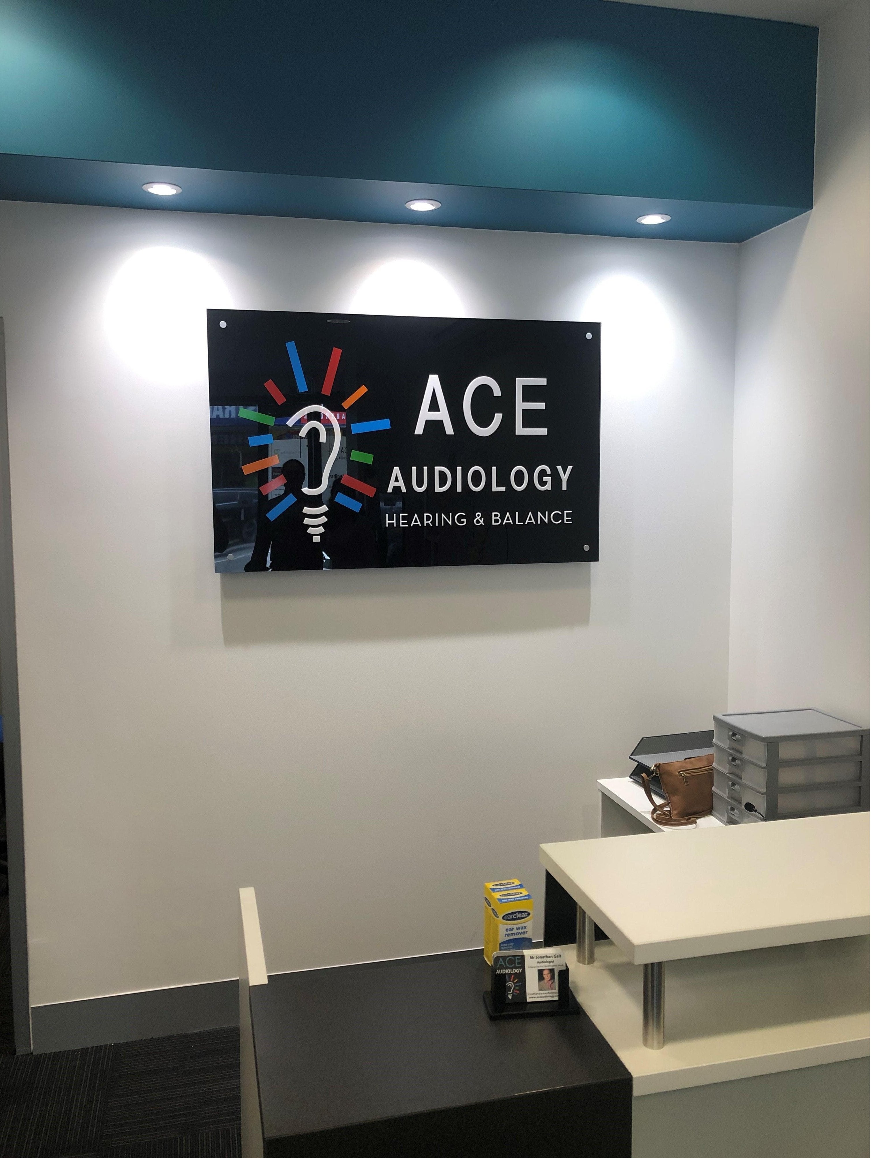 Wall Graphics & Reception Sign - Ace Audiology.