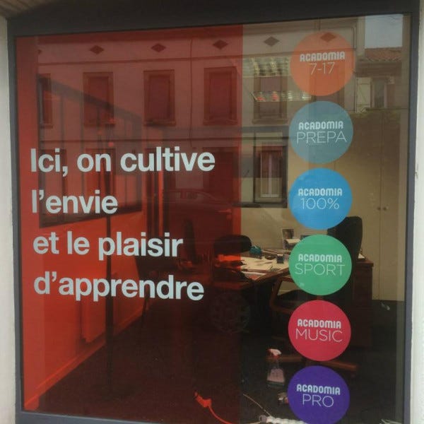 vitrine, acadomia, lettrage, impression, numérique- ALBI