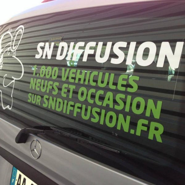 sn diffusion, lettrage, vinyle, adhésif, vehicule- ALBI