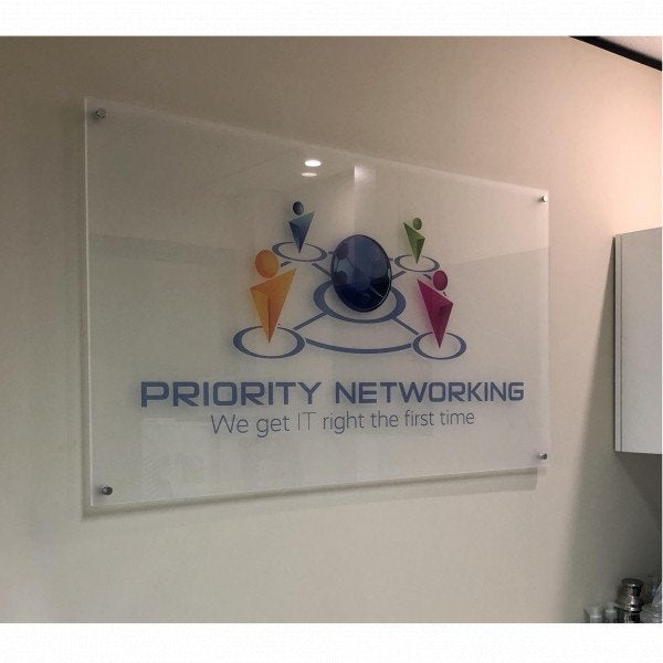 Reception Sign & Window Frosting - Priority Networking - Balwyn North.
