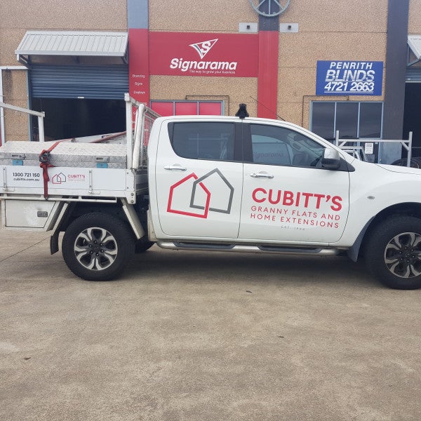 Re- Brand shop fit out and vehicle signage- For Cubitt's Granny Flats- By Signarama Penrith