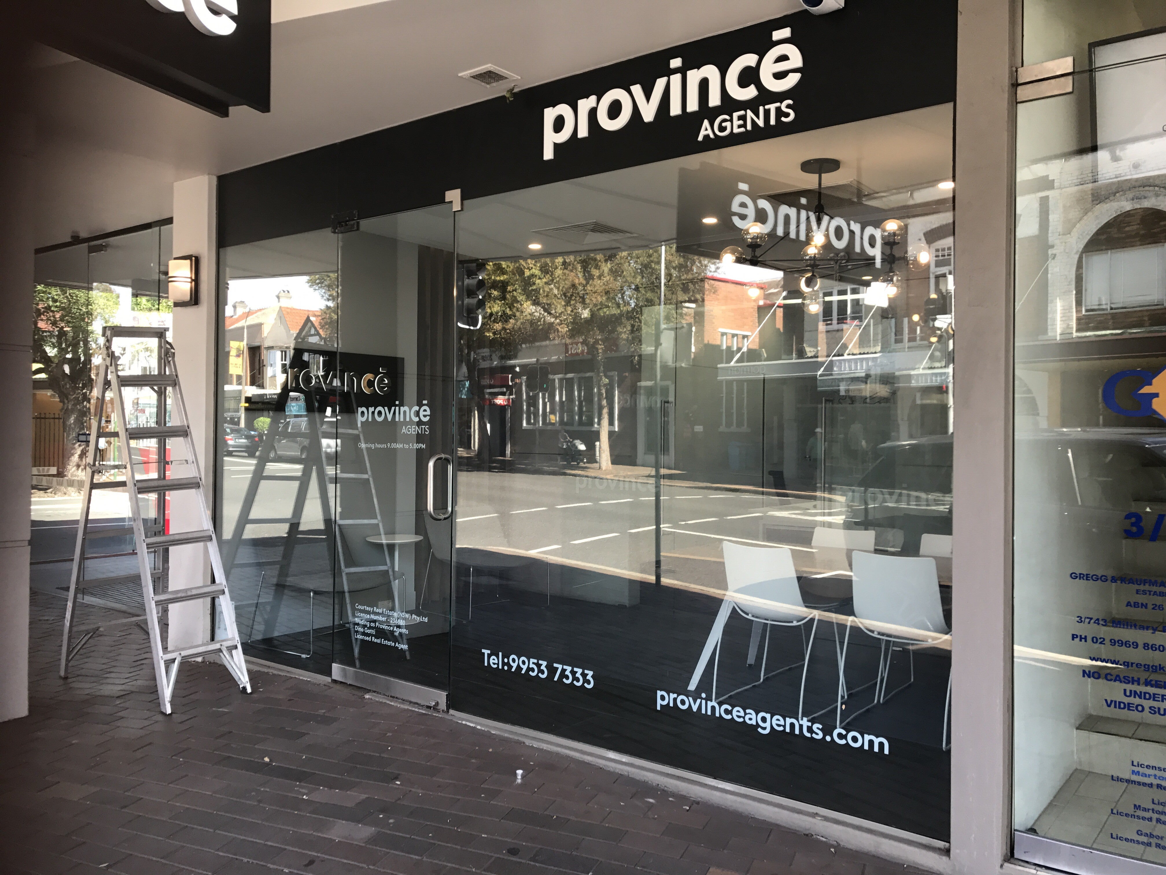 Province Agents Lightbox and vinyl lettering, Acrylic letters, Custom blade lightbox - Signarama Sydney CBD South