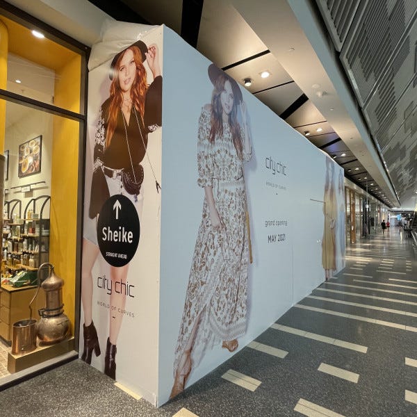 City Chic shopping centre wall graphic hoarding