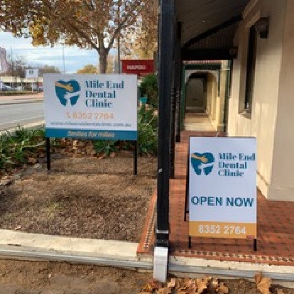 Metal Sign and Posts, A Frame