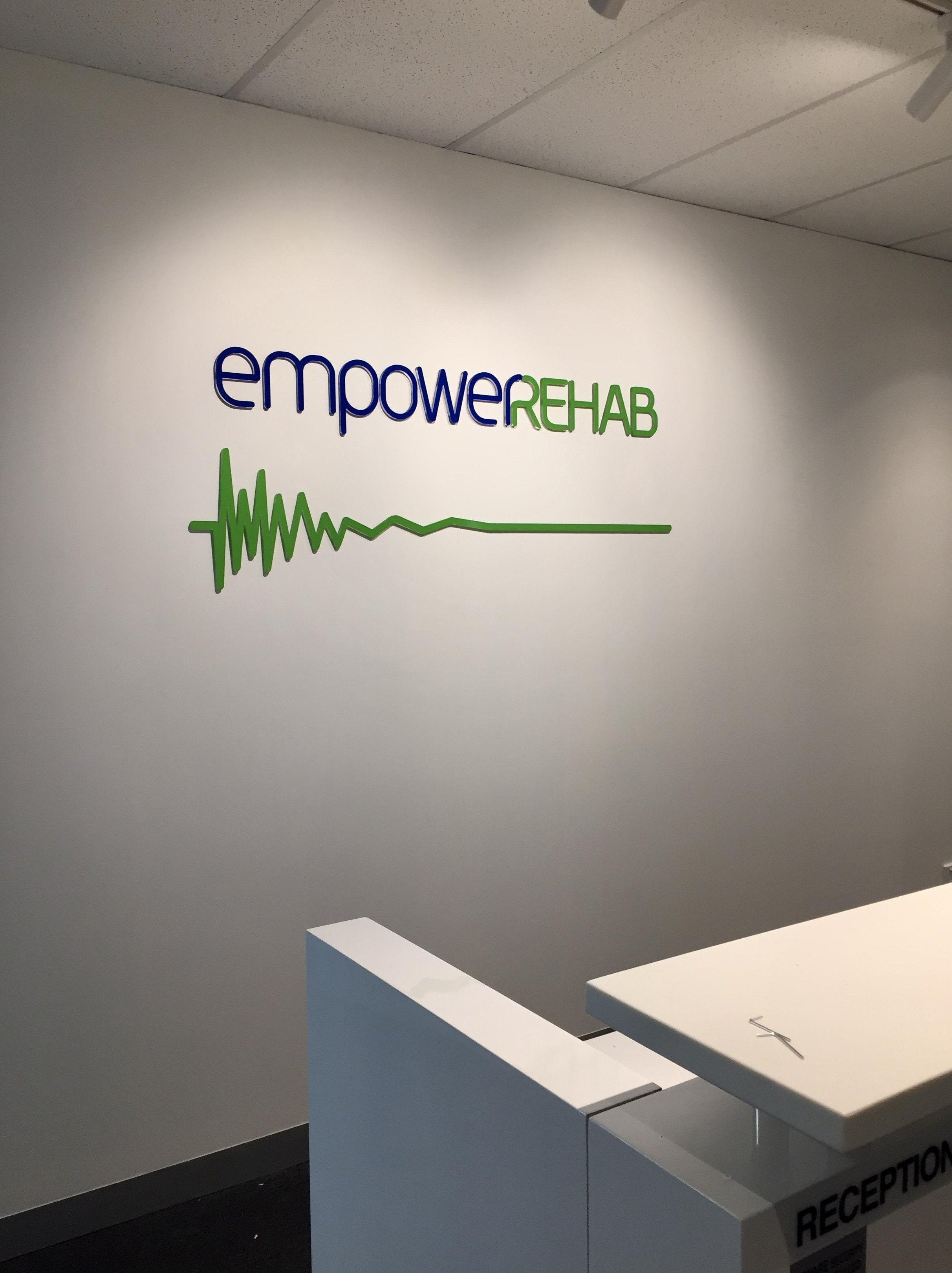 Reception 3D Letters & One Way Vision Windows - Empower Rehab