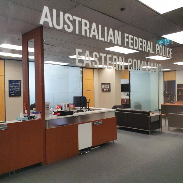 Australian Federal Police_Frosted Vinyl lettering