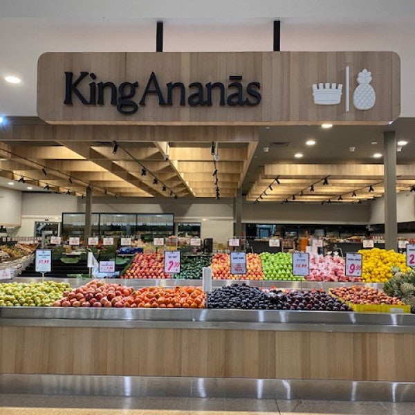 King Ananas Custom fabricated timber CNC router cut custom hang sign with acrylic routing