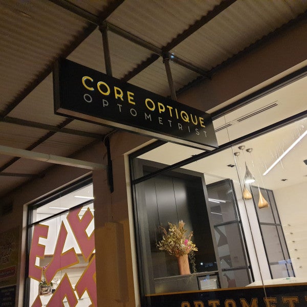 Core Optique Mosman ACP with Push through letters Hang Sign