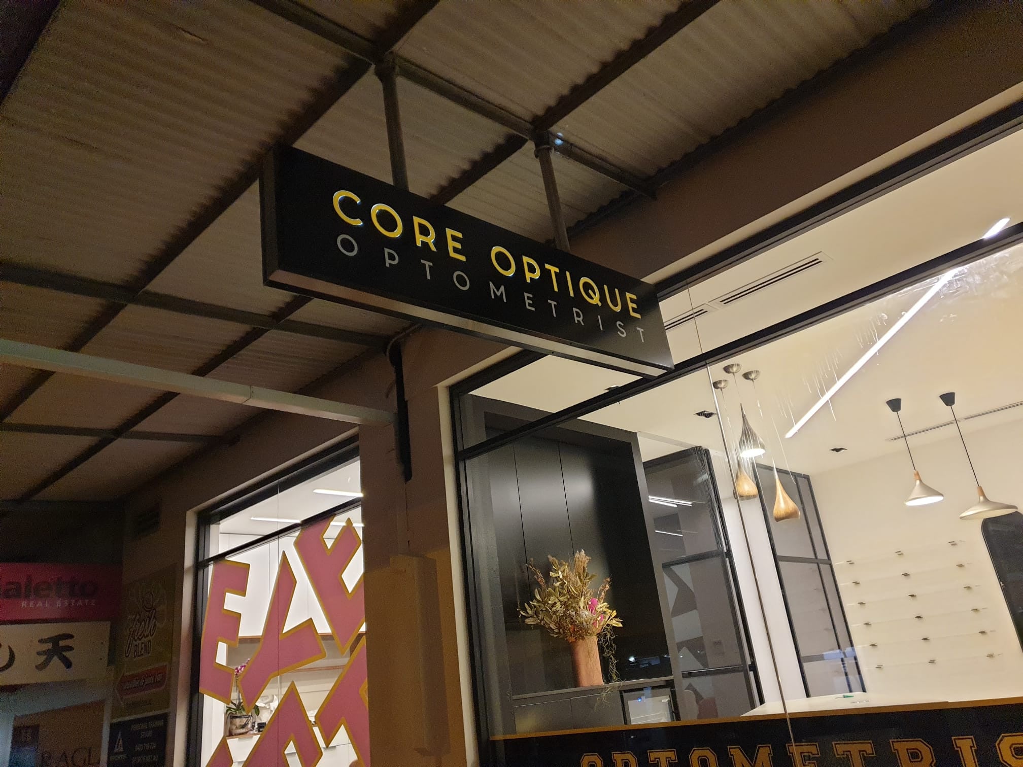 Core Optique Mosman ACP with Push through letters Hang Sign