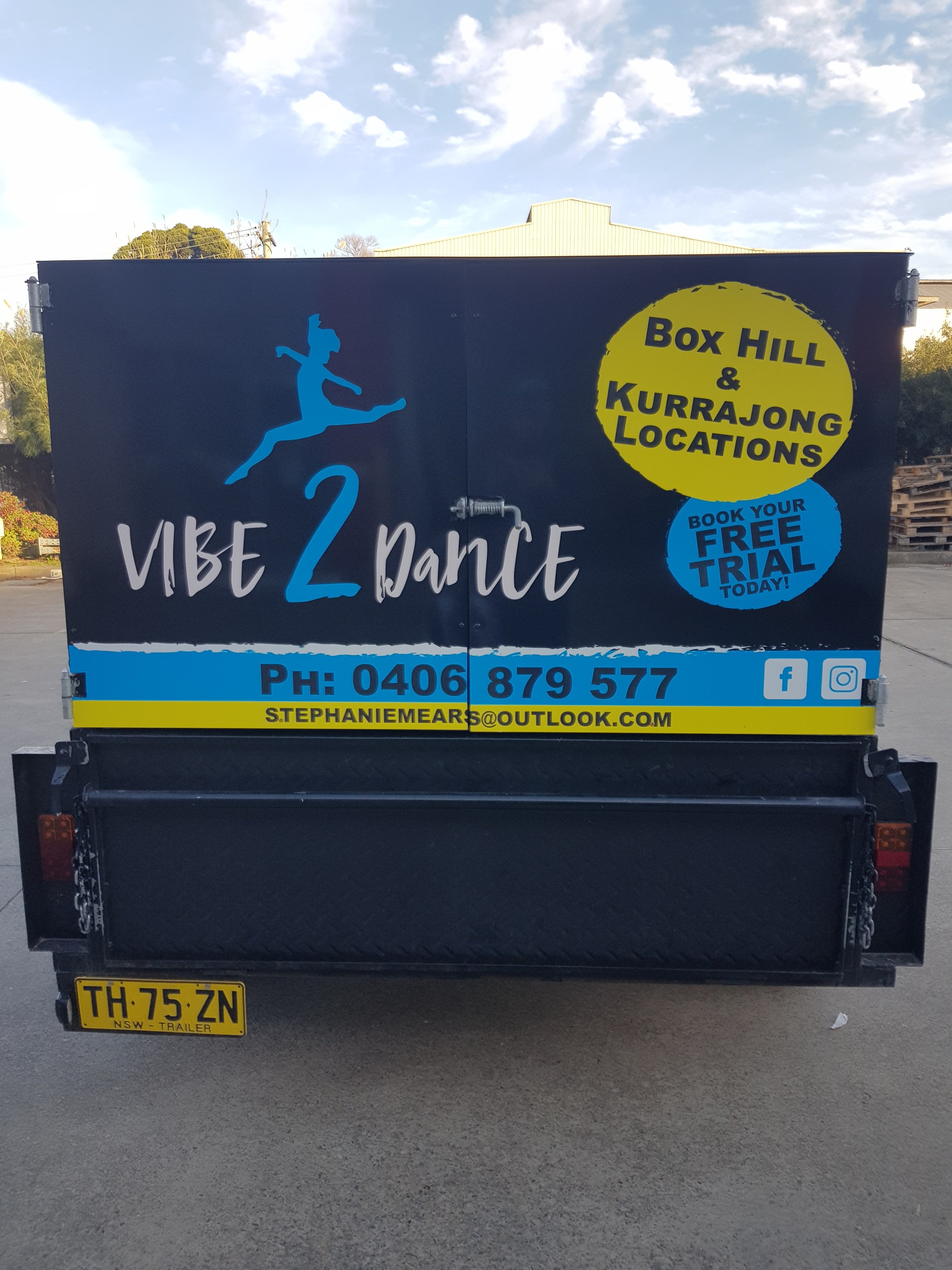 Box trailer signage- For Vibe 2 Dance- By Signarama Penrith