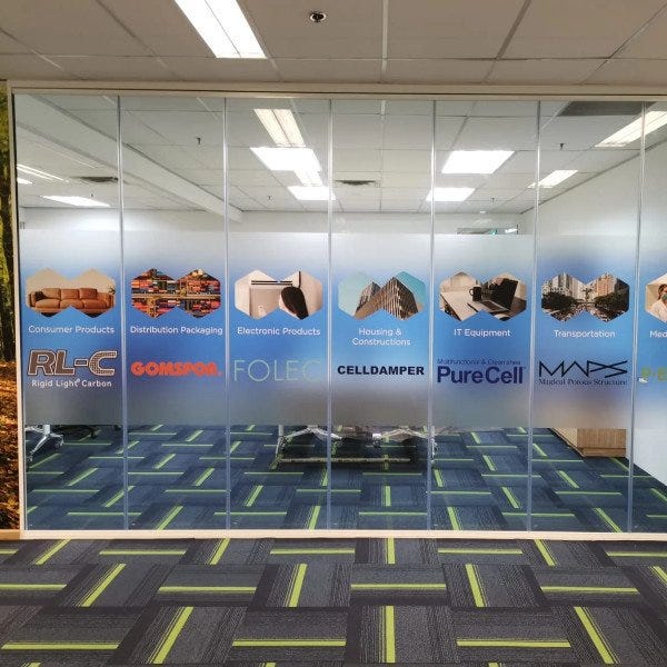 wall graphic, window graphic, frosted film, office signage