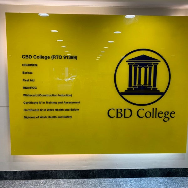 CBD College Vinyl lettering for custom directory board