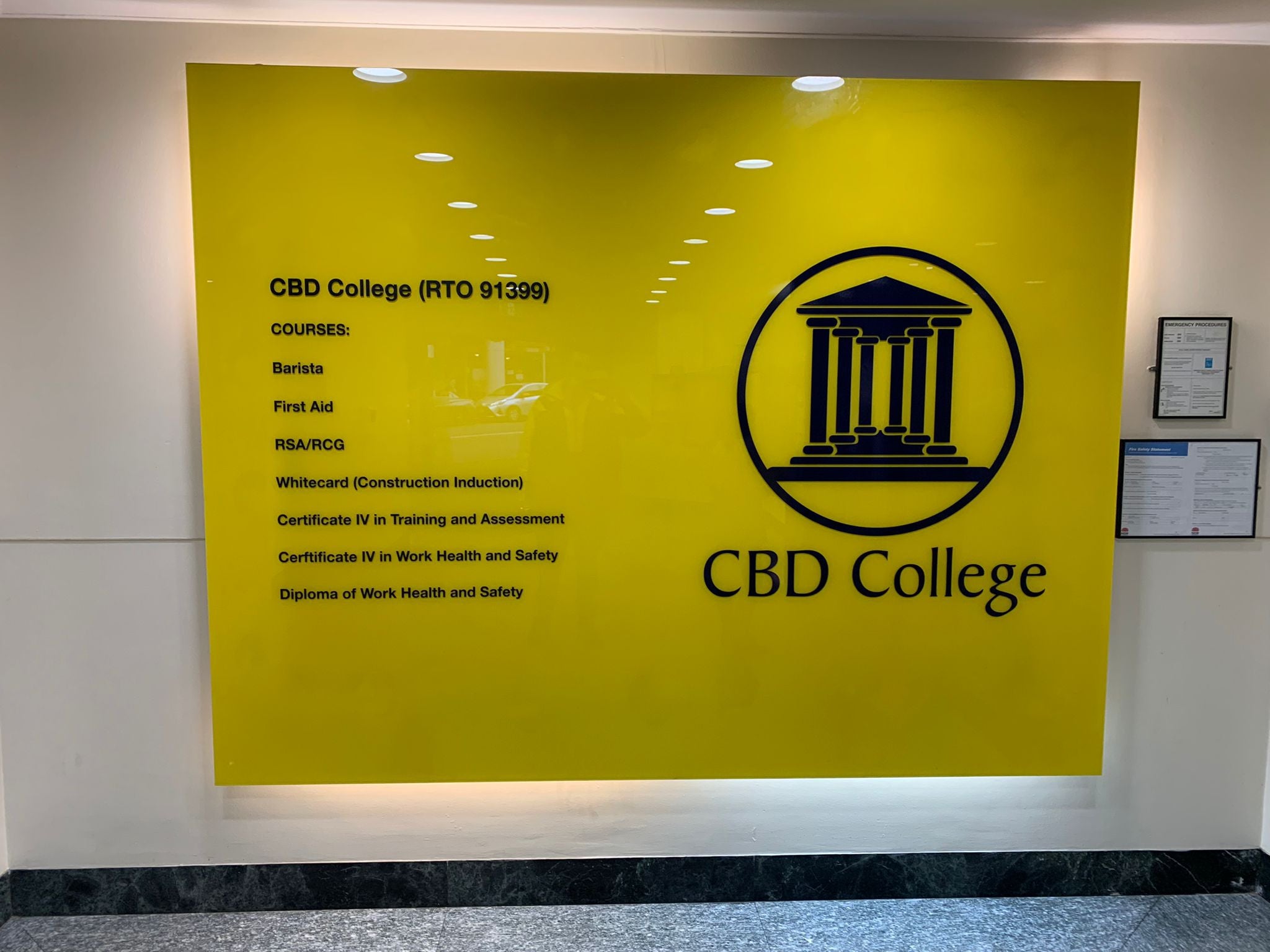 CBD College Vinyl lettering for custom directory board