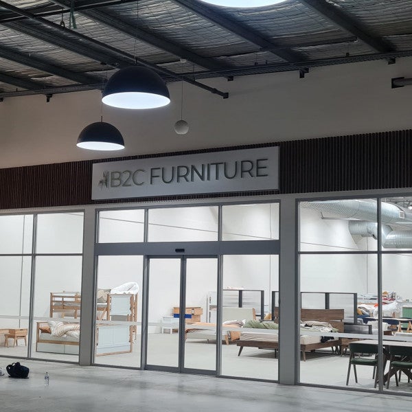 B2C Furniture_Custom fabricated Lightbox with 3d cut acrylic lettering.1