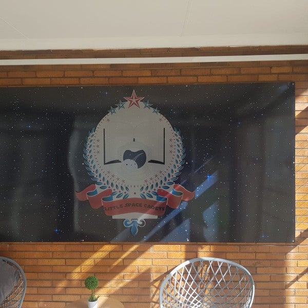 Graphics applied to Chromadek with aluminum frame