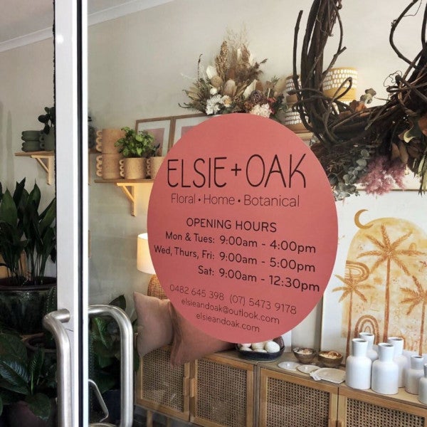 Elsie and Oak Door Decal