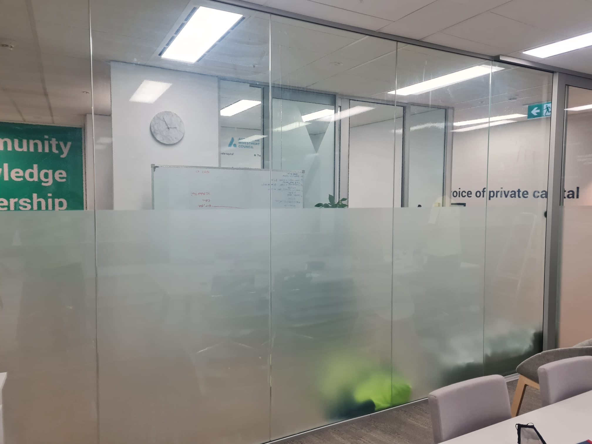 Australian Investment Council_Clear white board vinyl applied to glass