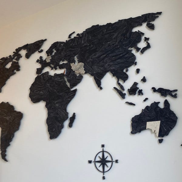 Lasercut World Map at a Residential House