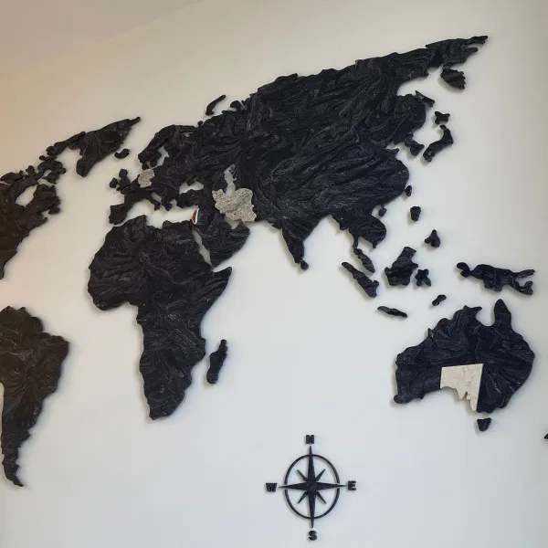 Lasercut World Map at a Residential House