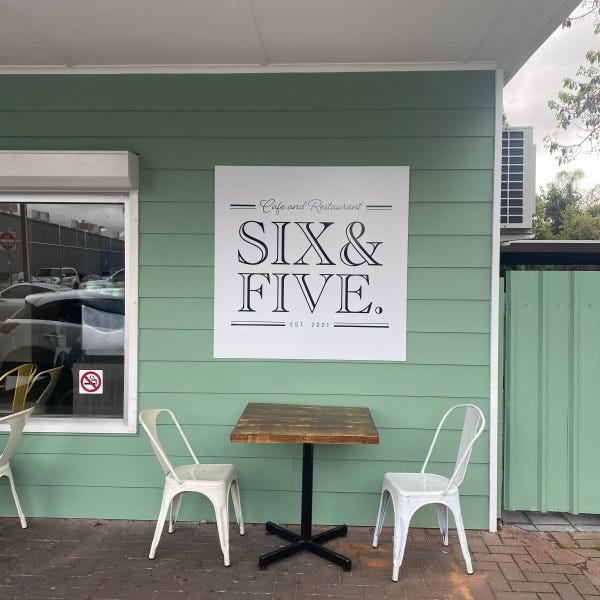 Metal Sign for Six & Five Cafe