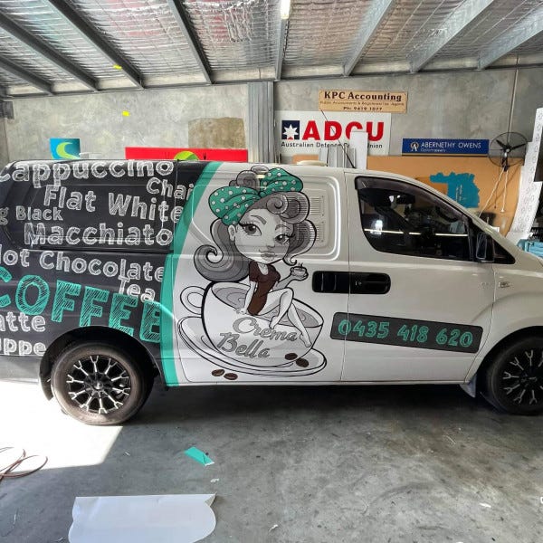 Crema Bella Van Signage