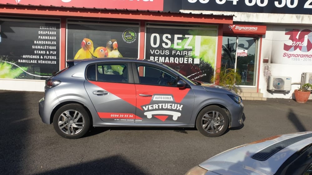 MARQUAGE VEHICULE AUTO ECOLE VERTUEUX CAYENNE
