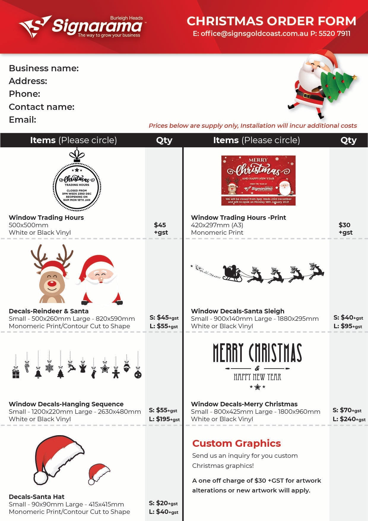 Christmas Window Decals - Signarama Burleigh Heads Gold Coast