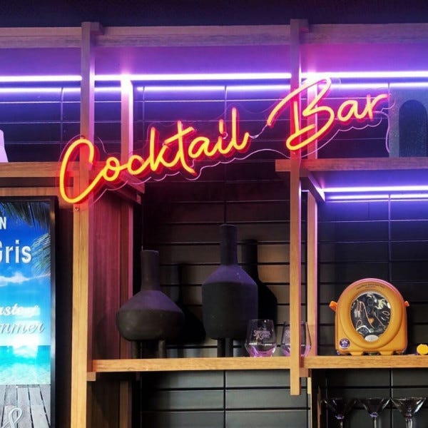 LED Neon Flex Sign spelling out 'Cocktail Bar' in orange | Neon Signs