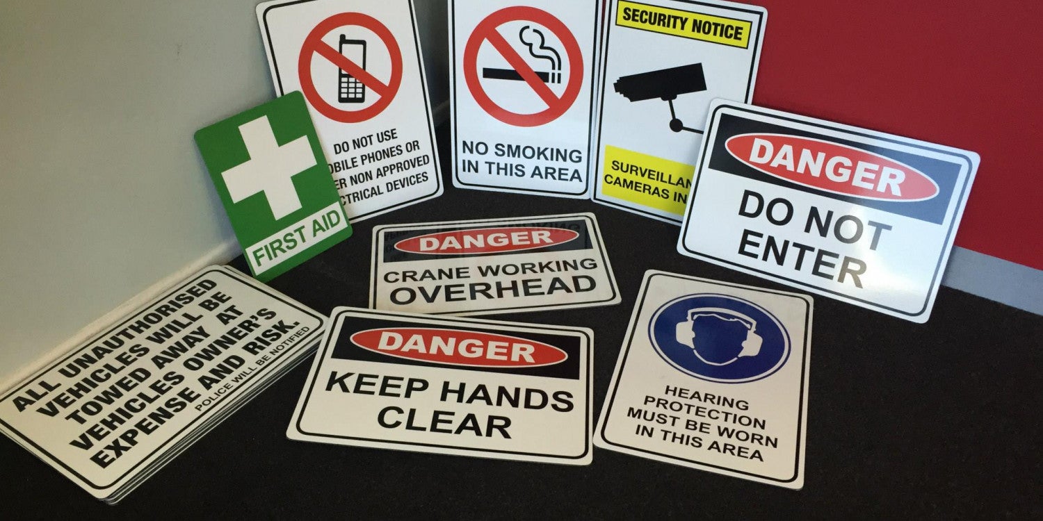Safety Signs in Ontario, California.
