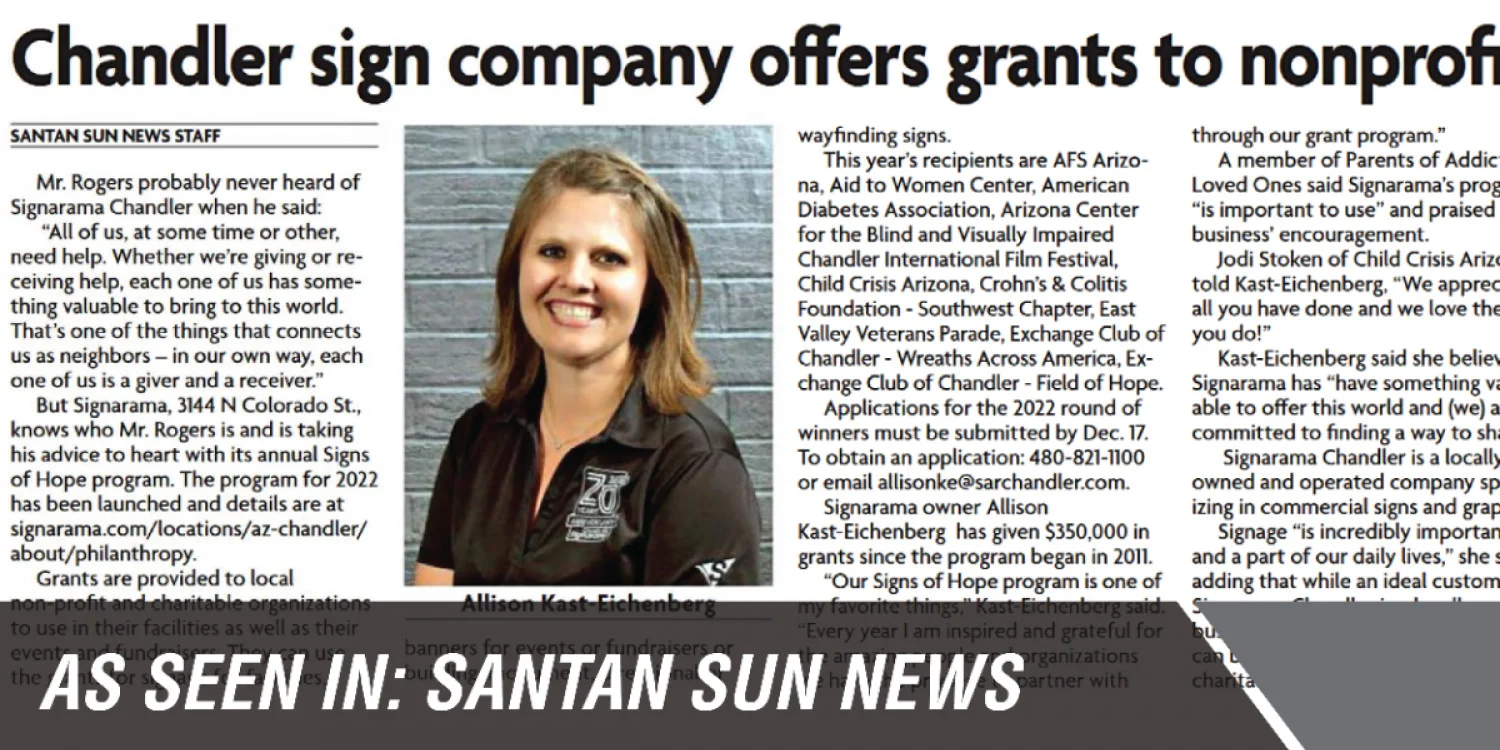 Signarama Chandler offers grants to local non-profits