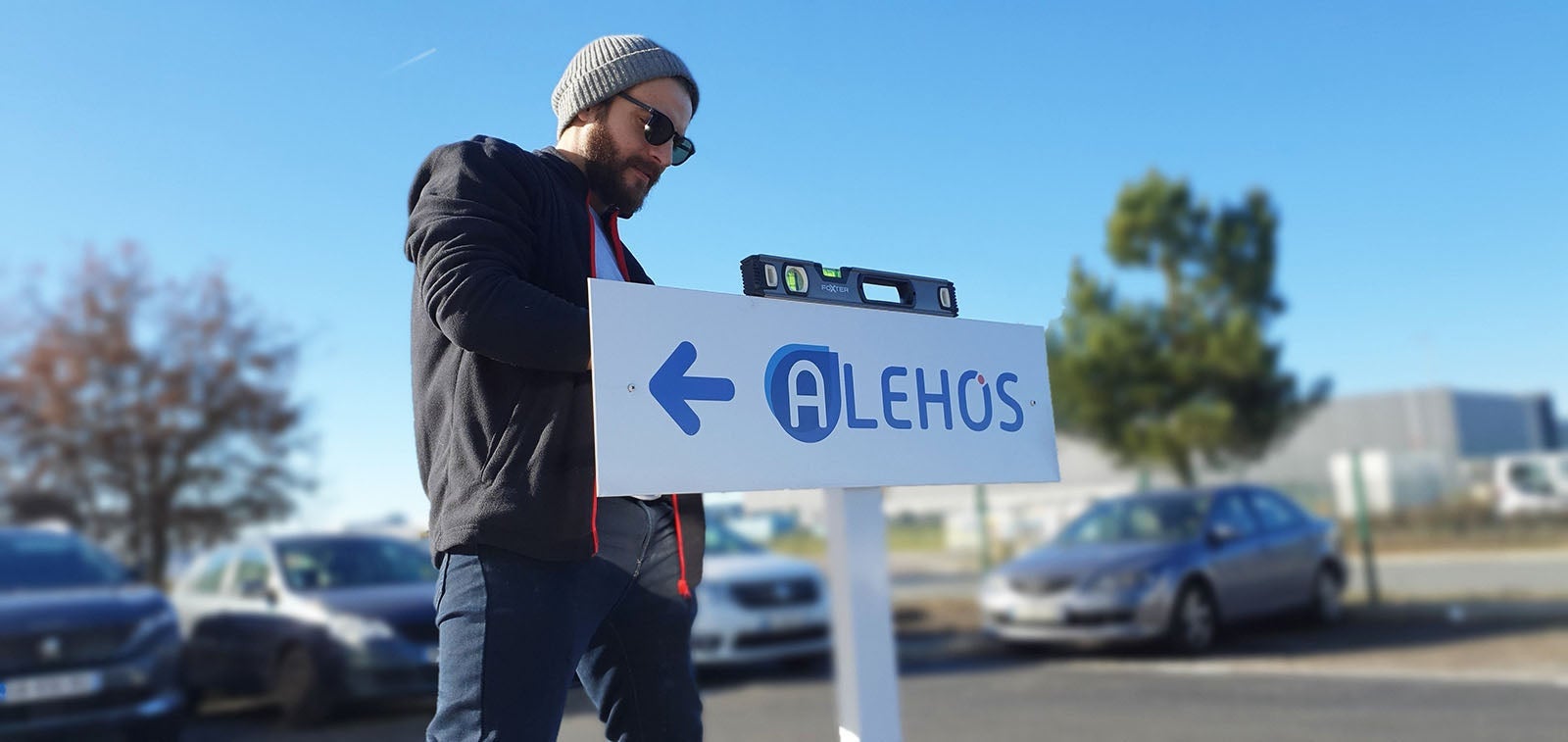 Enseigne, caisson, vitrophanie et signalétique pour Alehos (Air Liquide Healthcare)
