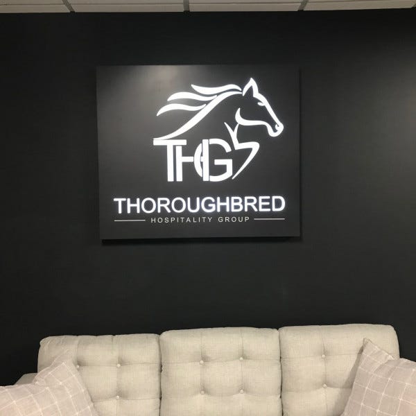 Thoroughbred Hospitality Illuminated Push Thru Acrylic Sign