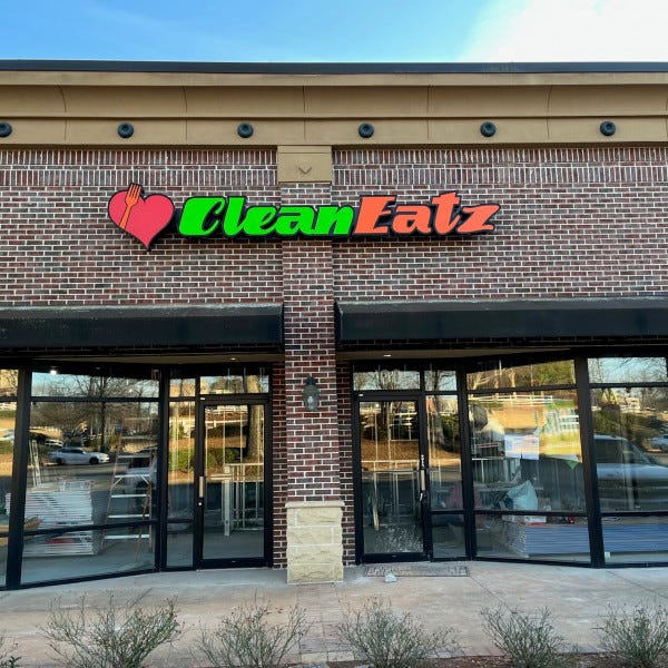 Custom channel letter storefront sign for Clean Eatz in Roswell GA by Signarama Roswell