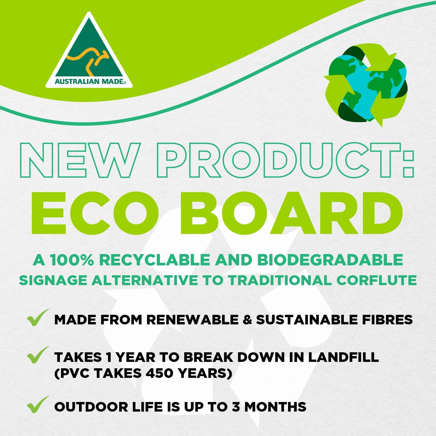 ECO Board - Replace your corflute or PVC with Green option