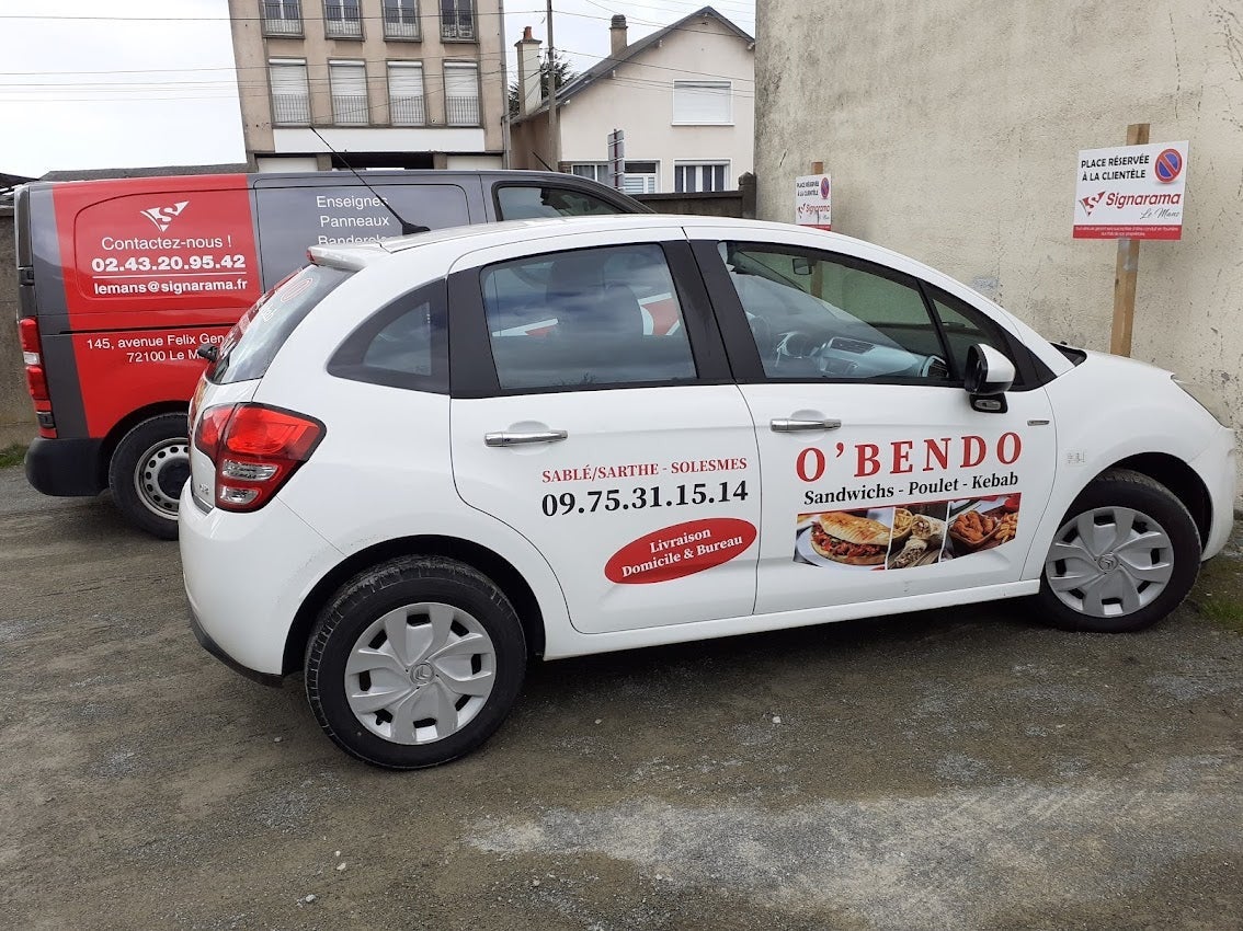 Habillage d'un véhicule pour O'Bendo installé à Sablé Sur Sarthe par Signarama Le Mans
