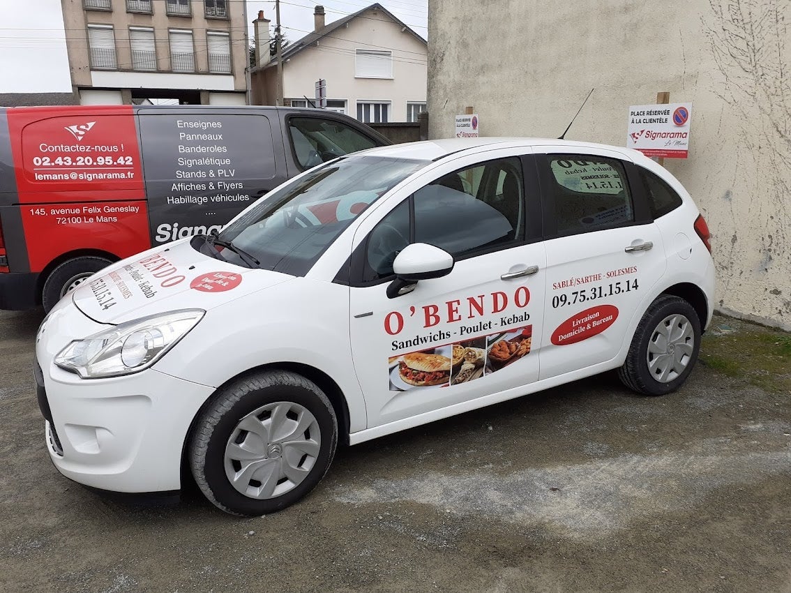 Habillage d'un véhicule pour O'Bendo installé à Sablé Sur Sarthe par Signarama Le Mans