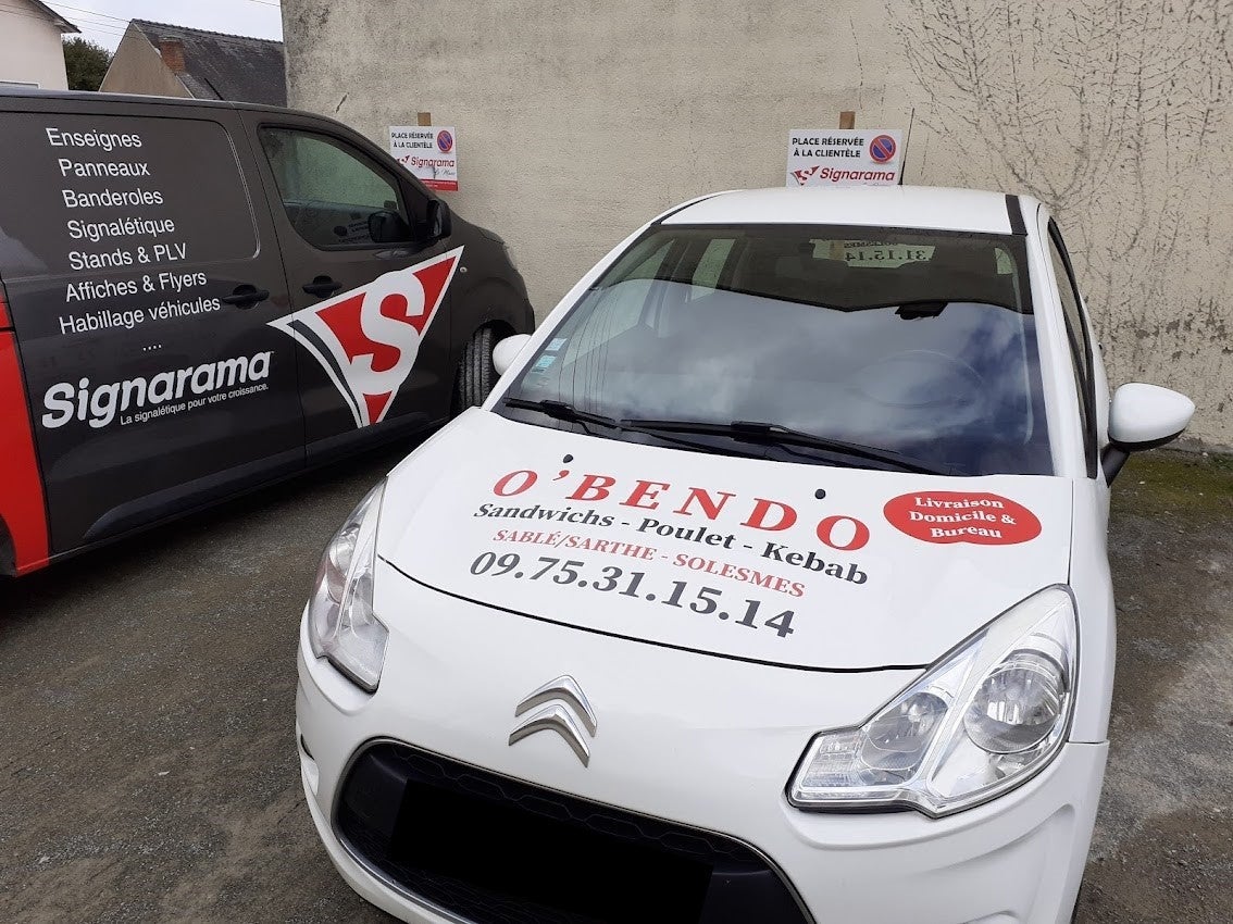 Habillage d'un véhicule pour O'Bendo installé à Sablé Sur Sarthe par Signarama Le Mans