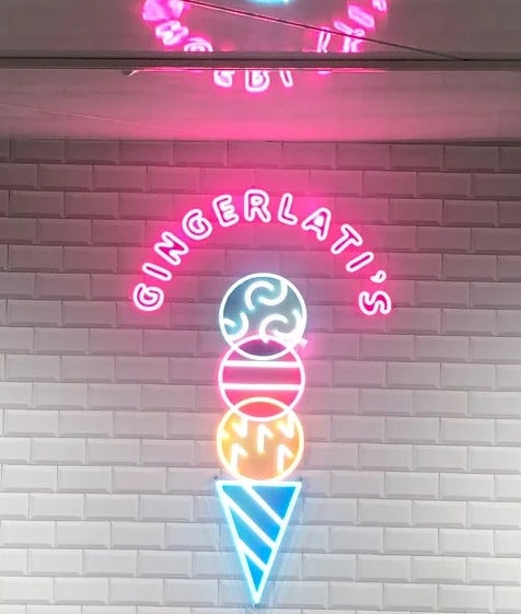 LED Neon Flex Sign for an ice creamery which is a 3 layered ice cream cone with pastel colours | Signarama