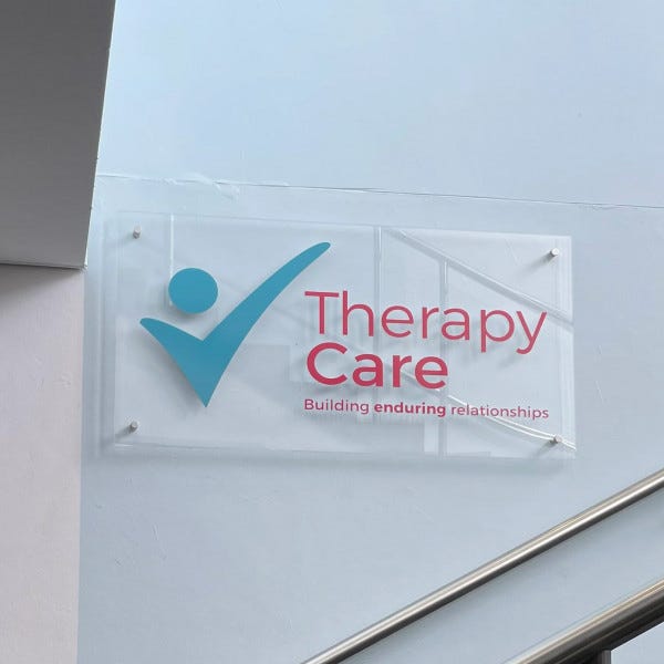 Acrylic Reception Sign - Therapy Care
