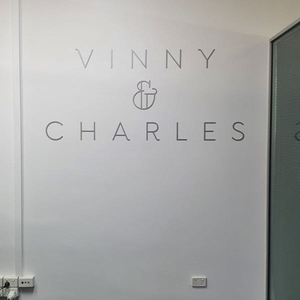 Laser cut 3D lettering in 3mm silver acrylic.