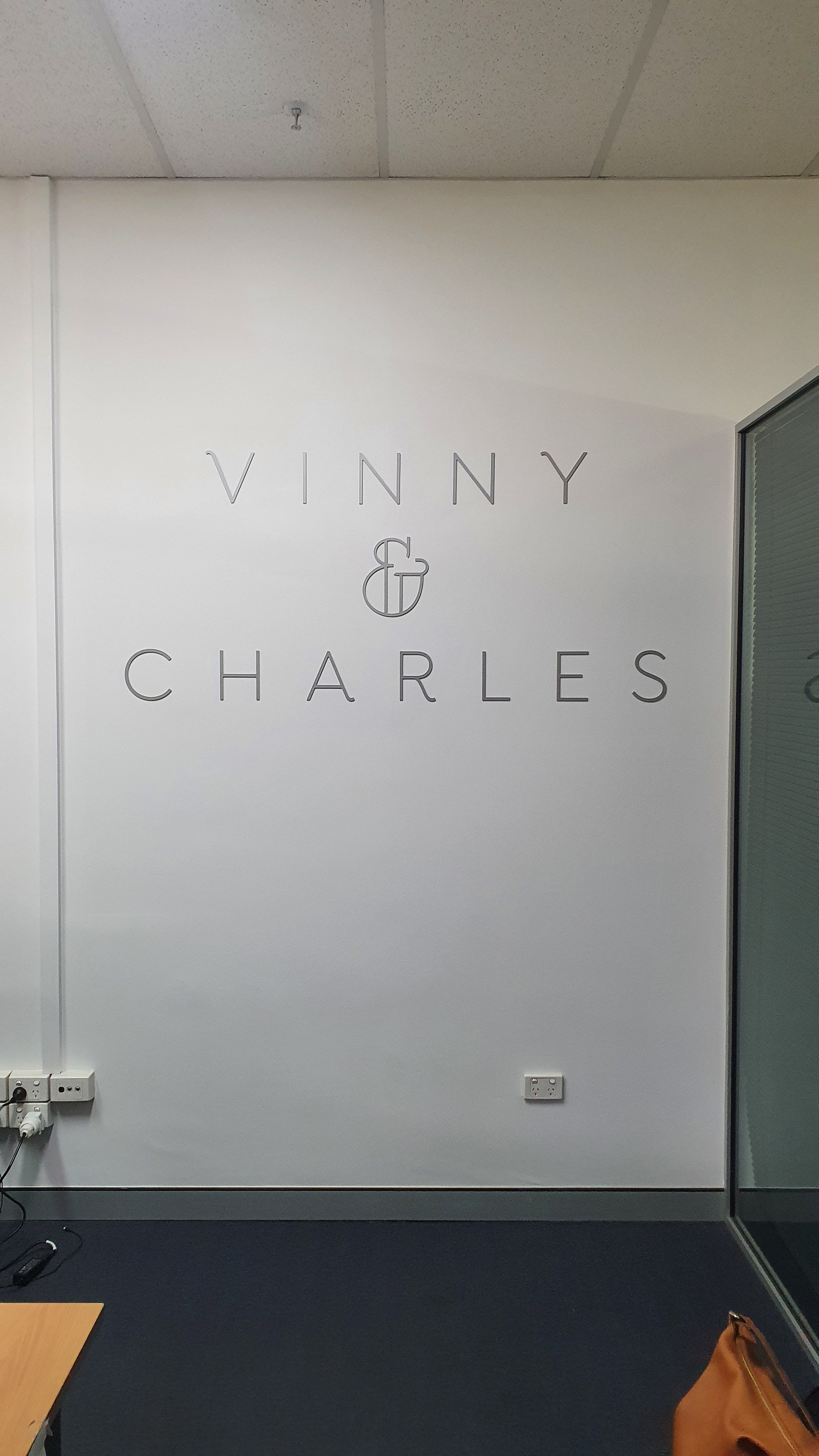 Laser cut 3D lettering in silver 3mm acrylic for Reception Sign