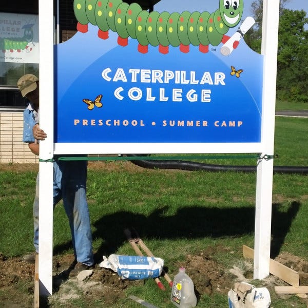 Caterpillar College Post and Panel from 2012 in Kenosha, WI