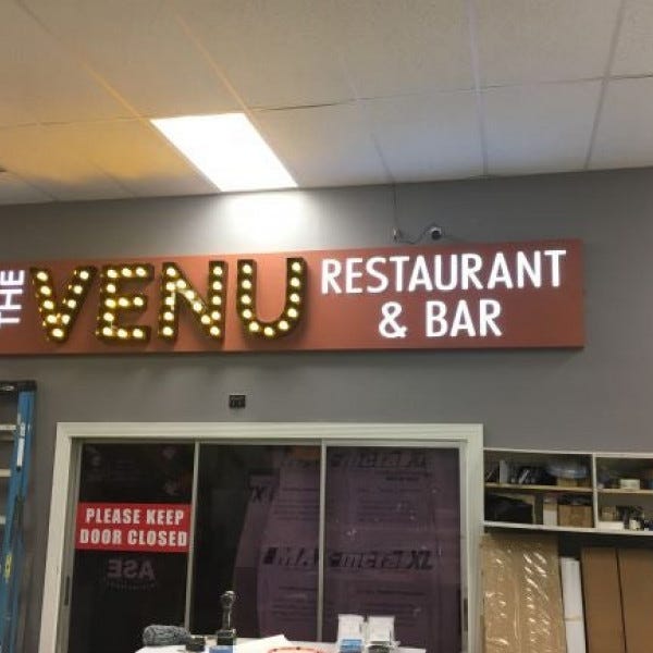 Channel Letter Sign w/Edison Bulbs