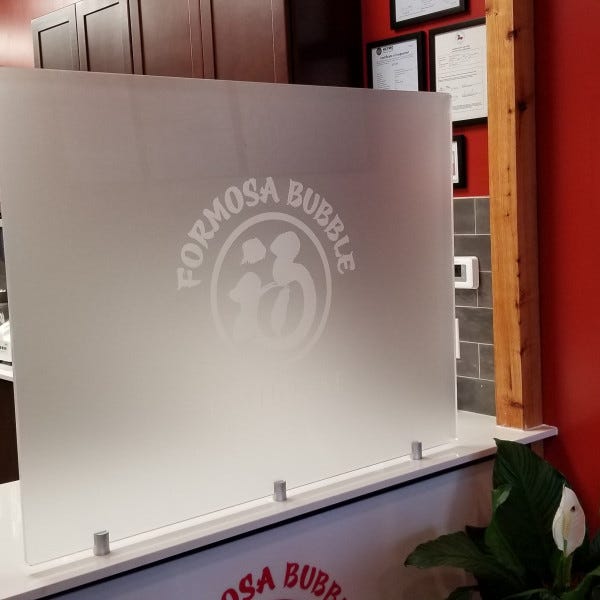 Frosted Acrylic Divider At Furmosa Bubble Teahouse - Cypress, TX