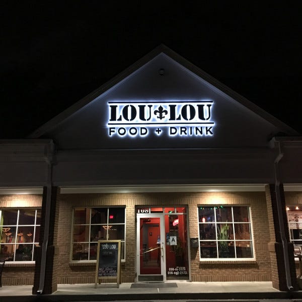 Lou Lou Food + Drink Reverse Channel Letters