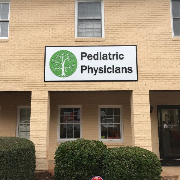 Custom storefront sign for Pediatric Physicians in Roswell GA by Signarama Roswell