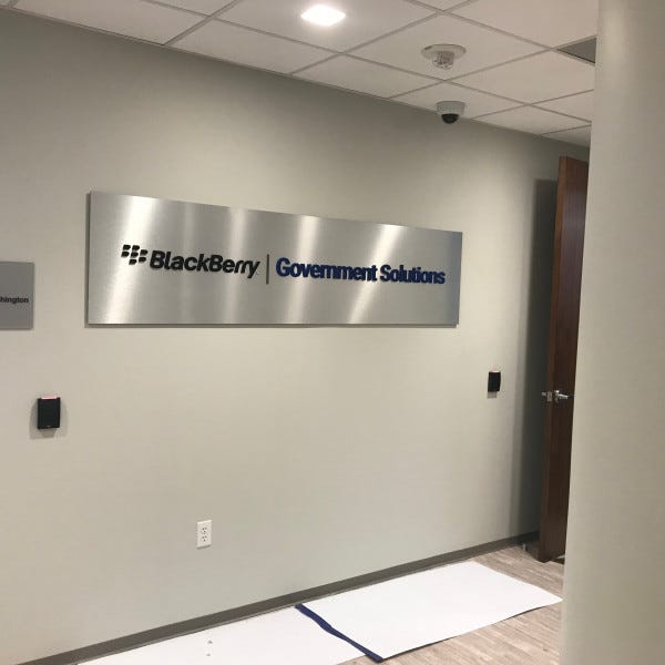 Reception Signs, Signarama DC, Blackberry Government Solutions