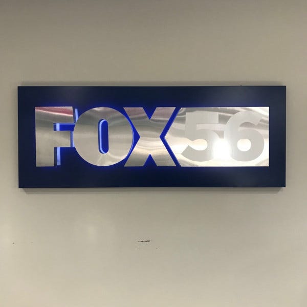 Fox 56 Halo Lit Letters On Cabinet