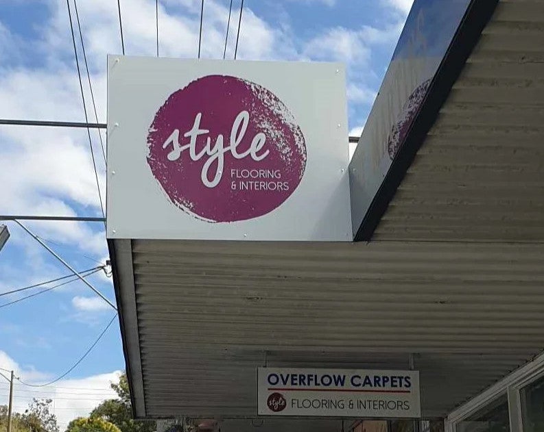 Shop Signage - Overflow Carpets - Diamond Creek.