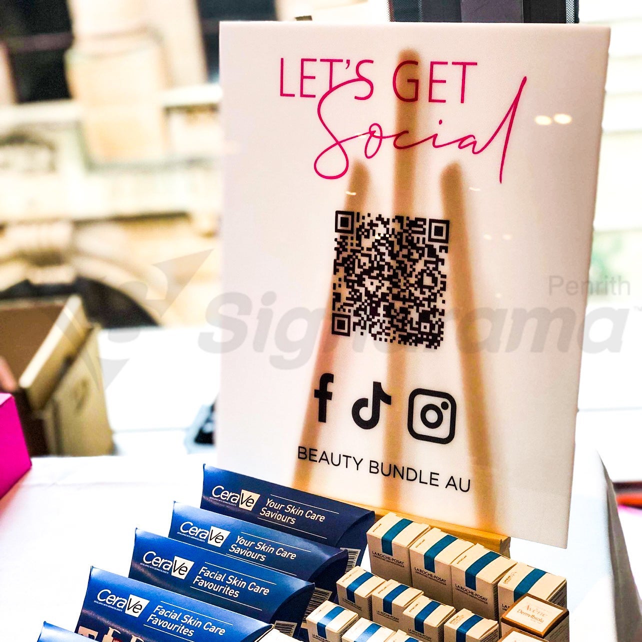 Let's Get Social sign for Beauty Bundle AU by Signarama Penrith